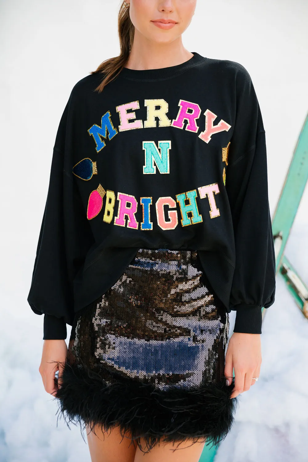 MERRY N BRIGHT BLACK PULLOVER