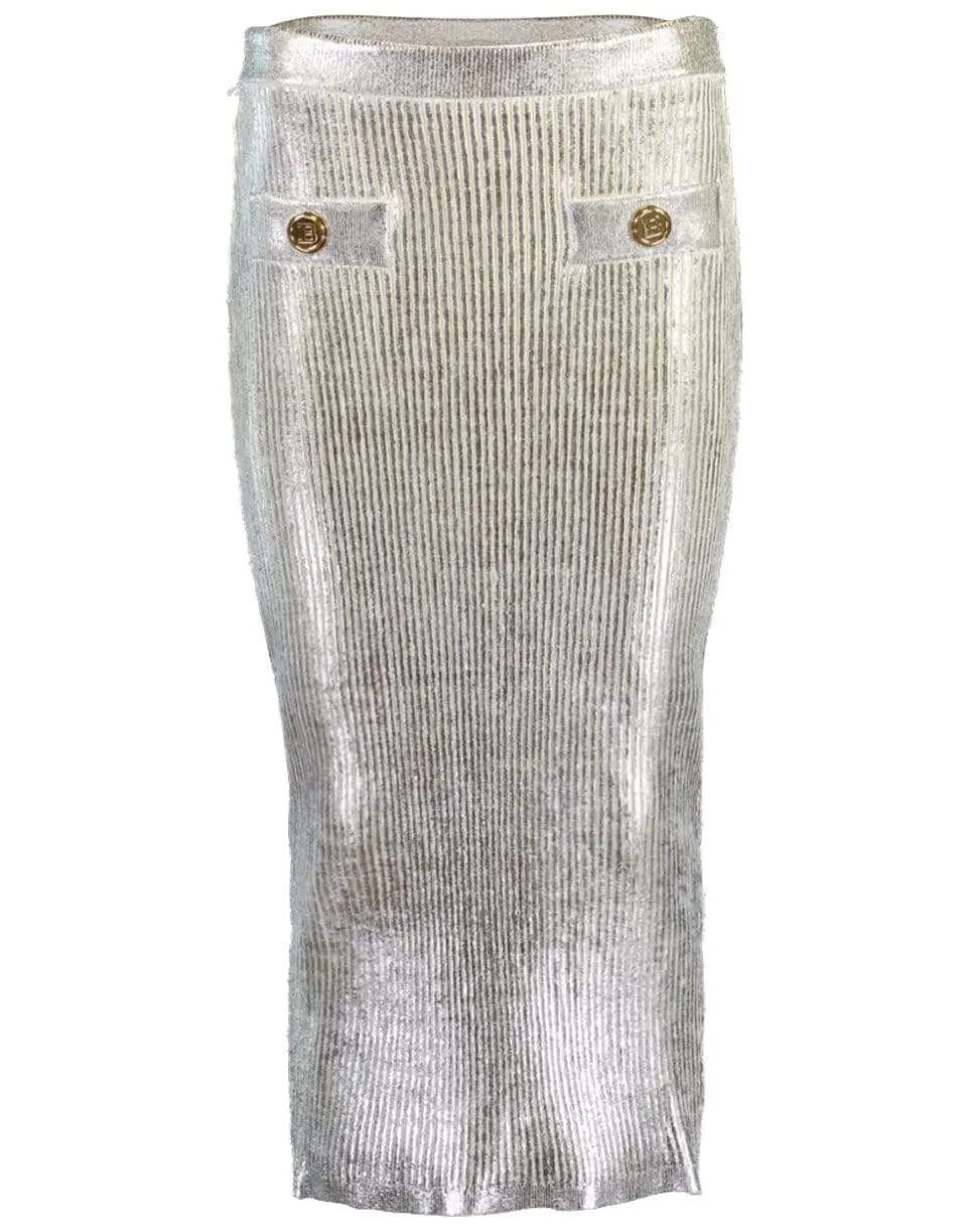 Metallic Coated Midi Skirt