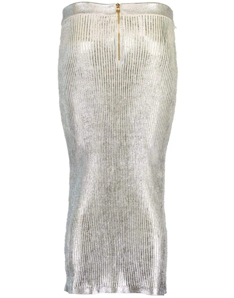 Metallic Coated Midi Skirt