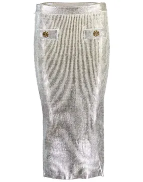 Metallic Coated Midi Skirt