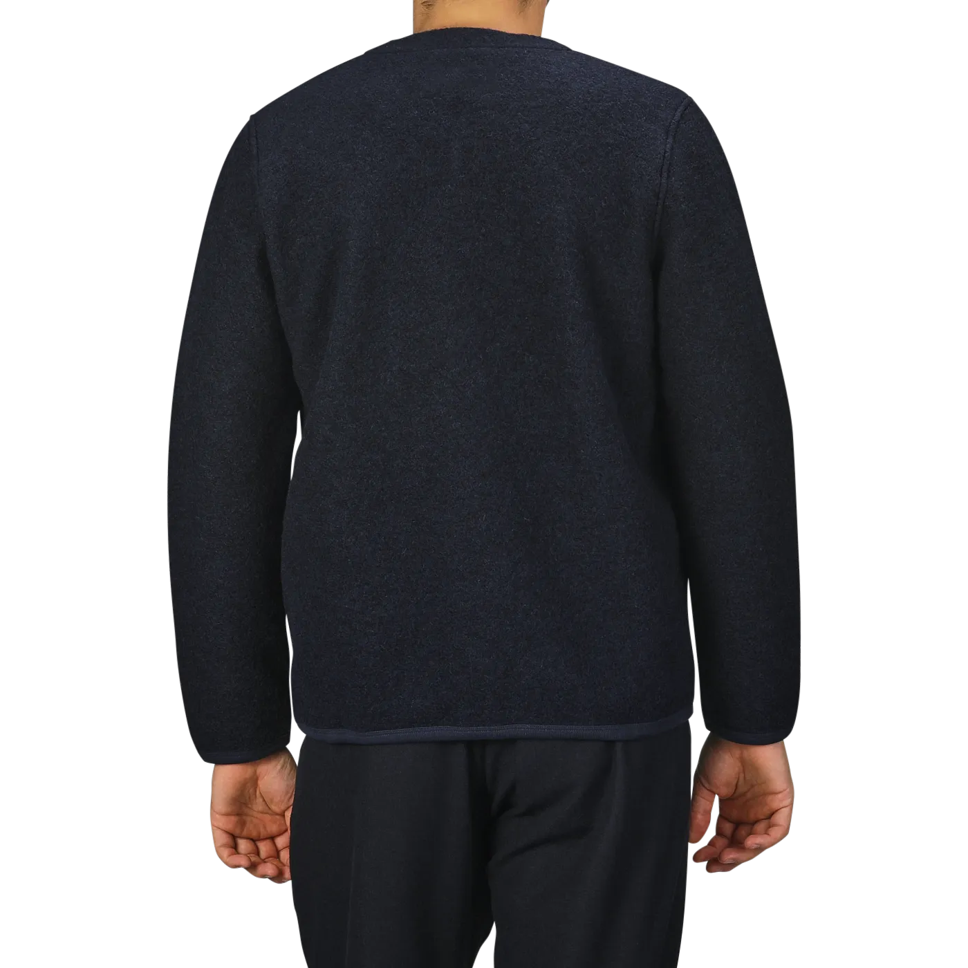 Navy Blue Wool Fleece Cardigan