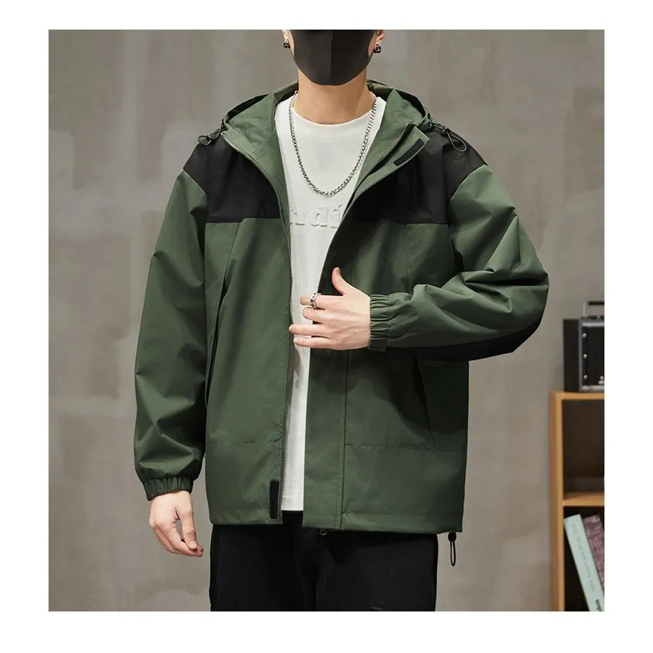 Outdoor Stain-Resistant Full Zip Raincoat Hooded Jacket