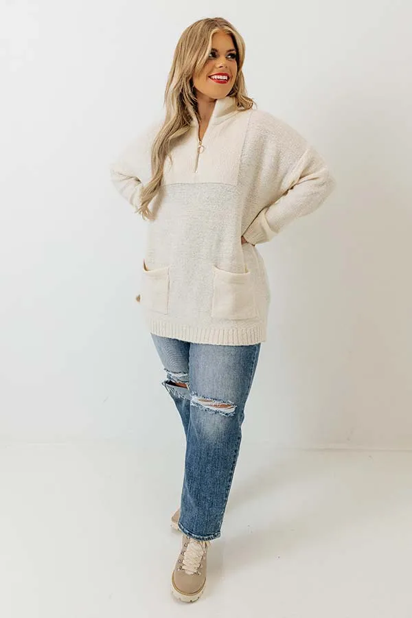 Pumpkin Spicy Knit Pullover In Cream Curves