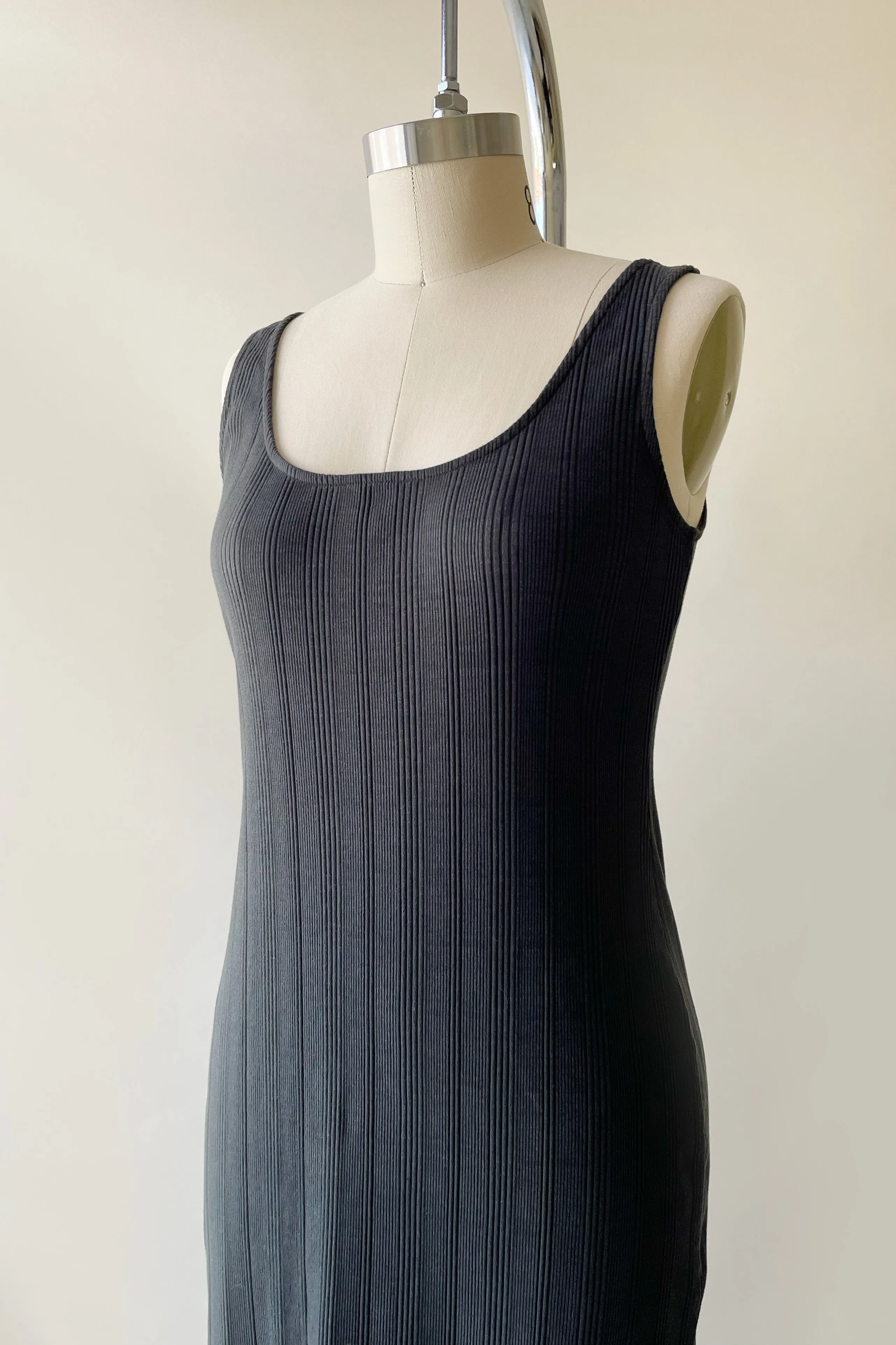 Revel Ribbed Midi Dress - Black Forest