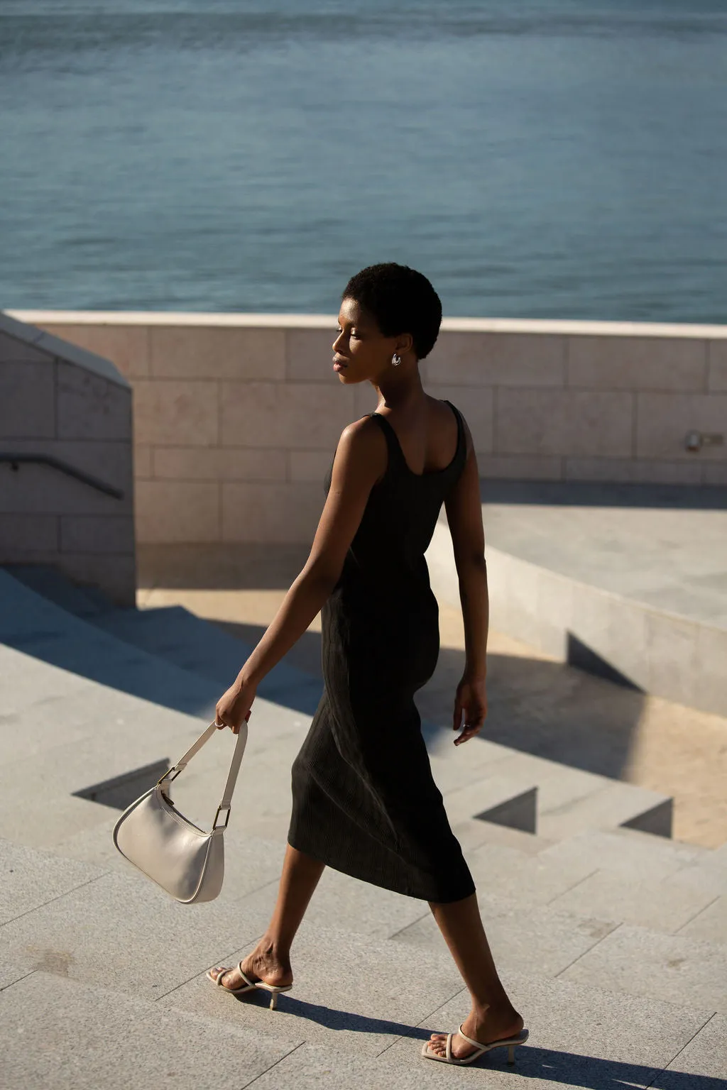 Revel Ribbed Midi Dress - Black Forest