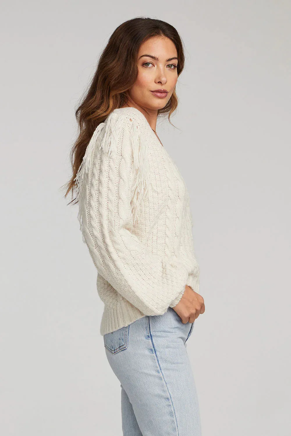 SAL Cream Fringe Sweater