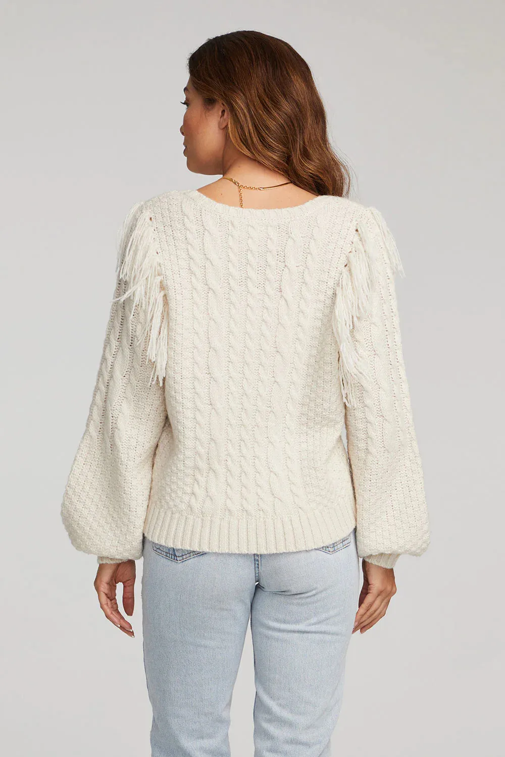 SAL Cream Fringe Sweater