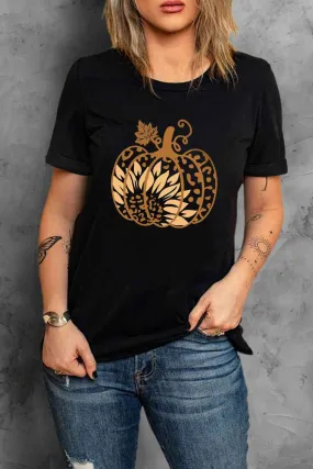 Short Sleeve Pumpkin Graphic T-Shirt