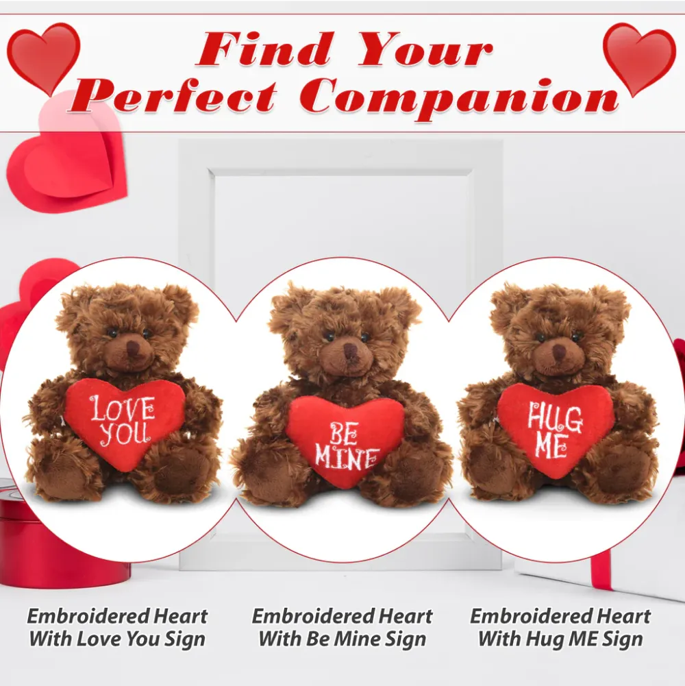 Valentine sitting chocolate bear with message heart 6"