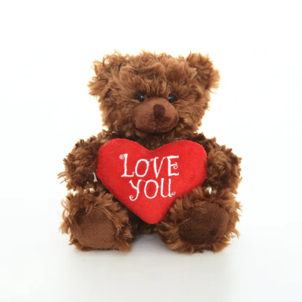 Valentine sitting chocolate bear with message heart 6"