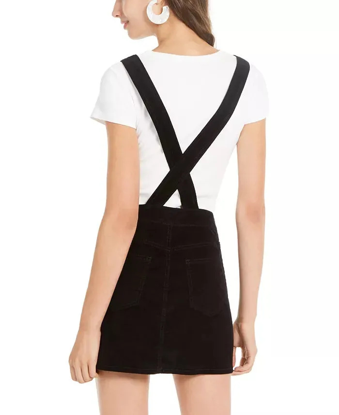 Vanilla Star Juniors' Corduroy Overalls Dress Black Size 9