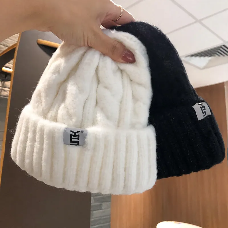 Warm Winter Knit Beanie Hats Hemp Pattern Hat Women Street Travel Outdoor Unisex