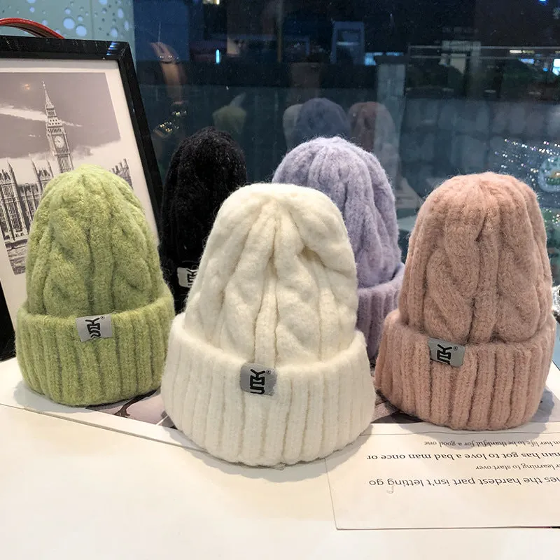 Warm Winter Knit Beanie Hats Hemp Pattern Hat Women Street Travel Outdoor Unisex