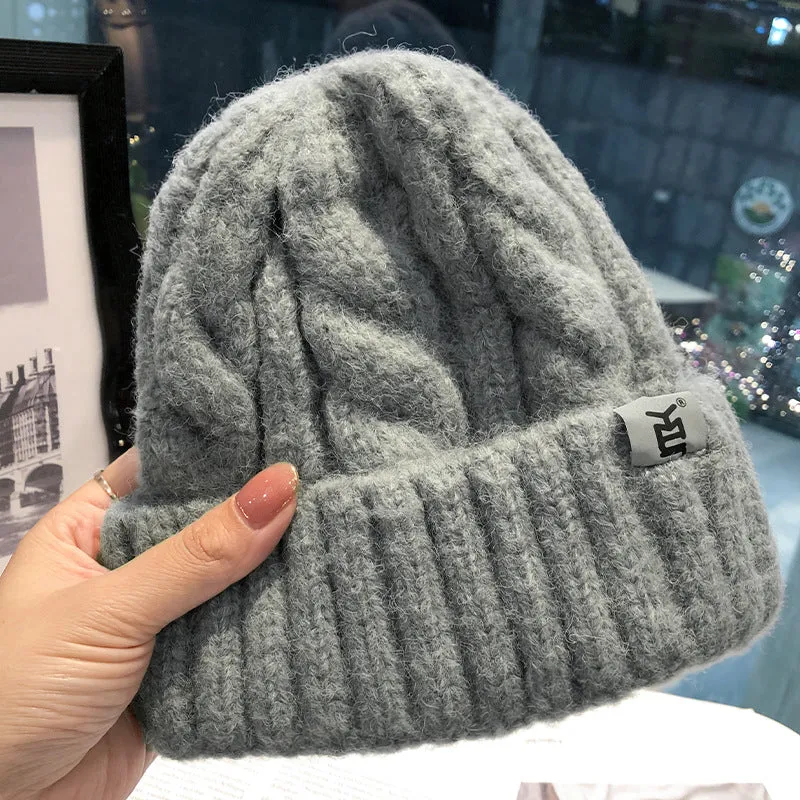 Warm Winter Knit Beanie Hats Hemp Pattern Hat Women Street Travel Outdoor Unisex
