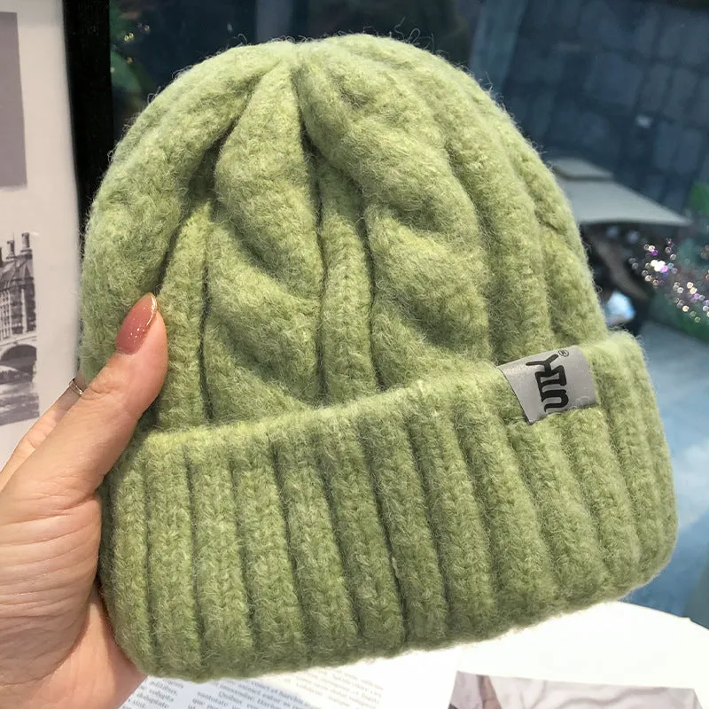 Warm Winter Knit Beanie Hats Hemp Pattern Hat Women Street Travel Outdoor Unisex