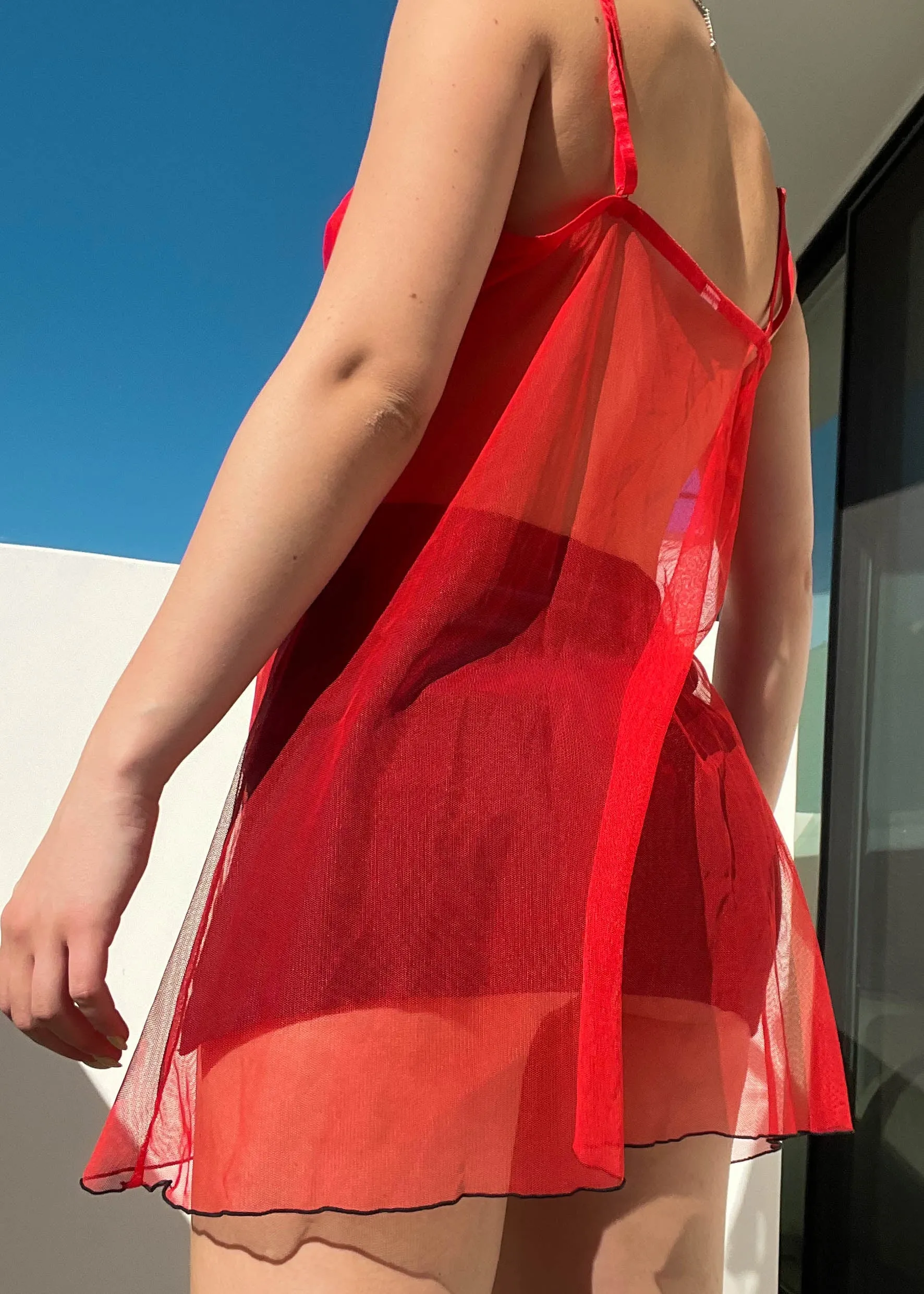 Y2k Red & Black Mesh Slip (M)